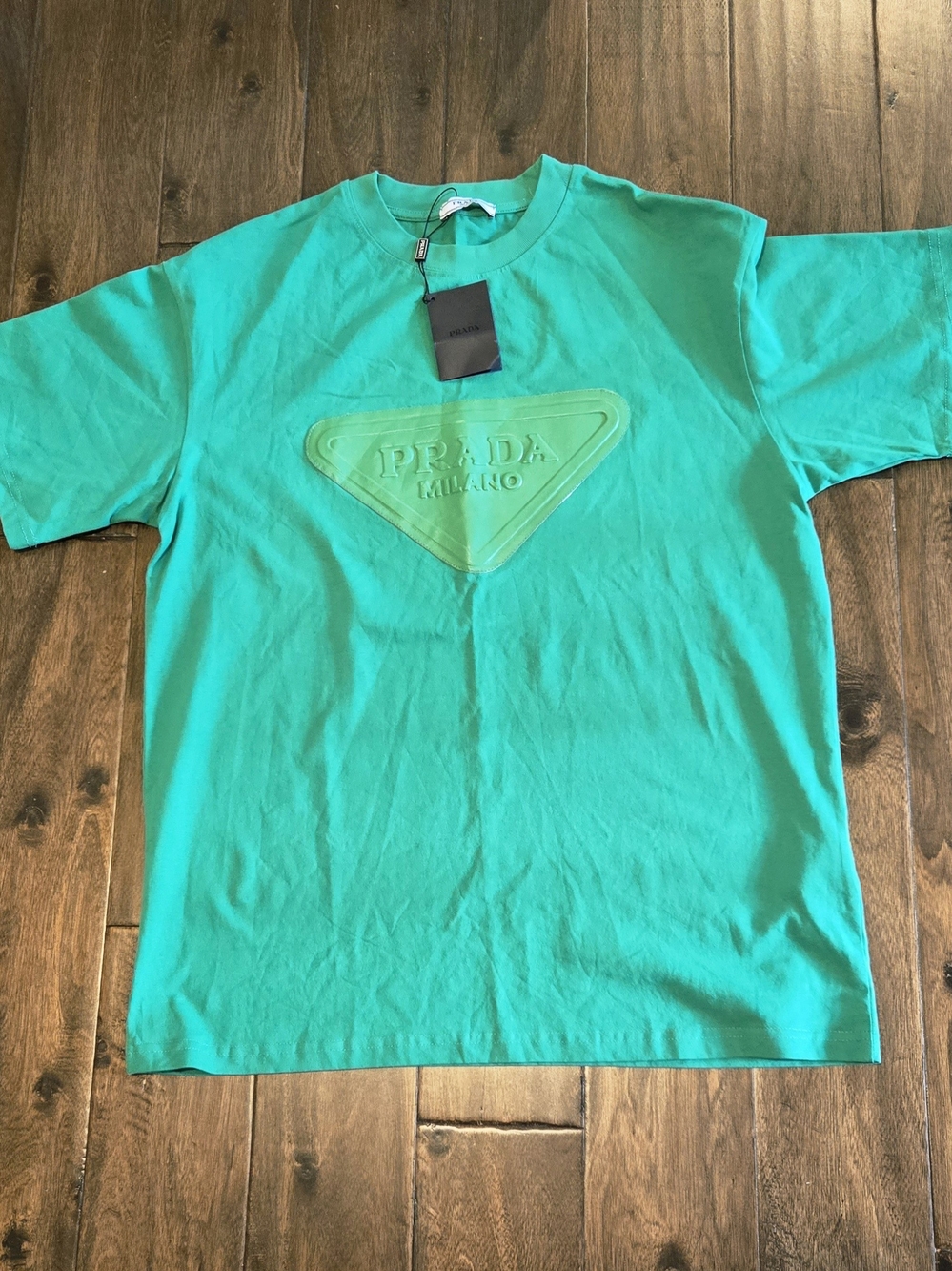 Prada Green Logo Crewneck T-Shirt